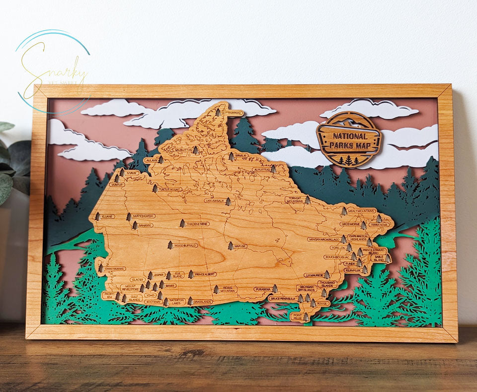 Canadian National Parks Map, Canada National Parks Map, CA Parks travel map, gift for hiker, anniversary gift, gift for outdoorsy man