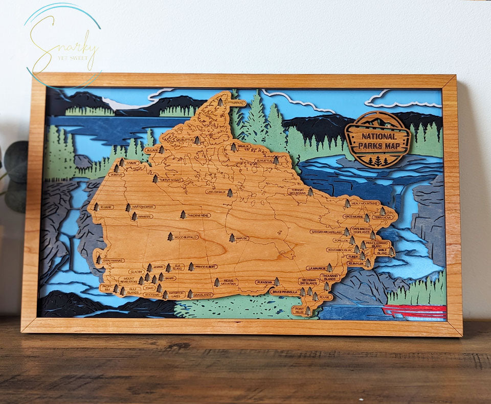 Canadian National Parks Map, Canada National Parks Map, CA Parks travel map, gift for hiker, anniversary gift, gift for outdoorsy man