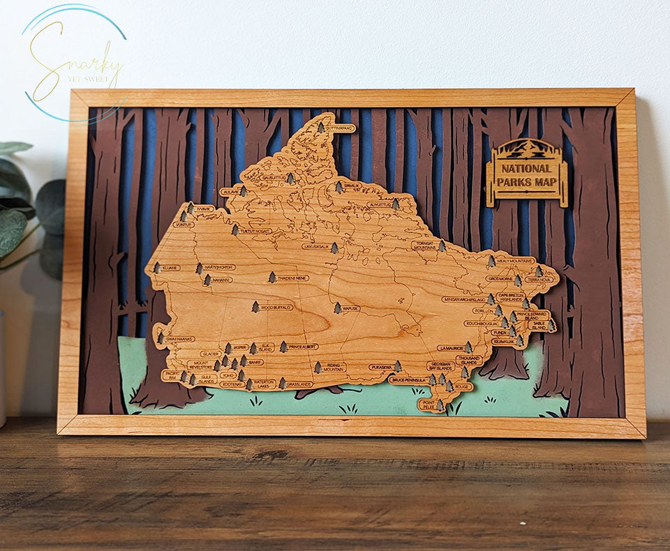 Canadian National Parks Map, Canada National Parks Map, CA Parks travel map, gift for hiker, anniversary gift, gift for outdoorsy man