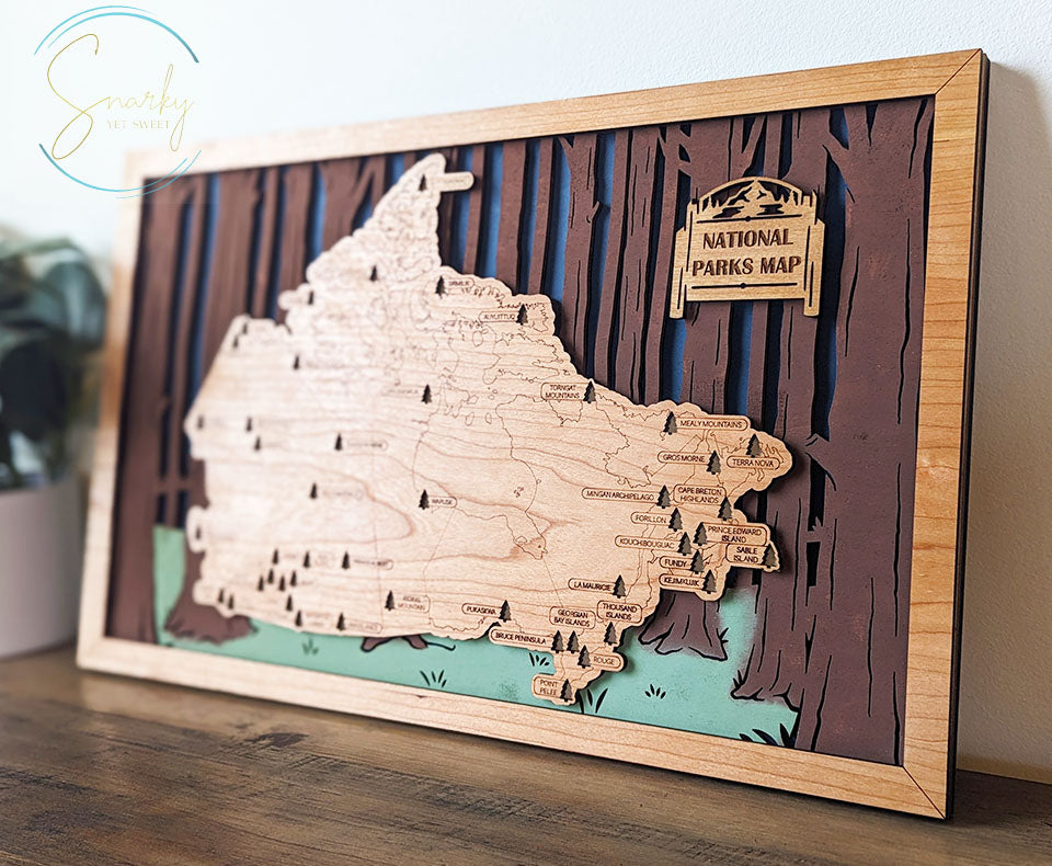 Canadian National Parks Map, Canada National Parks Map, CA Parks travel map, gift for hiker, anniversary gift, gift for outdoorsy man