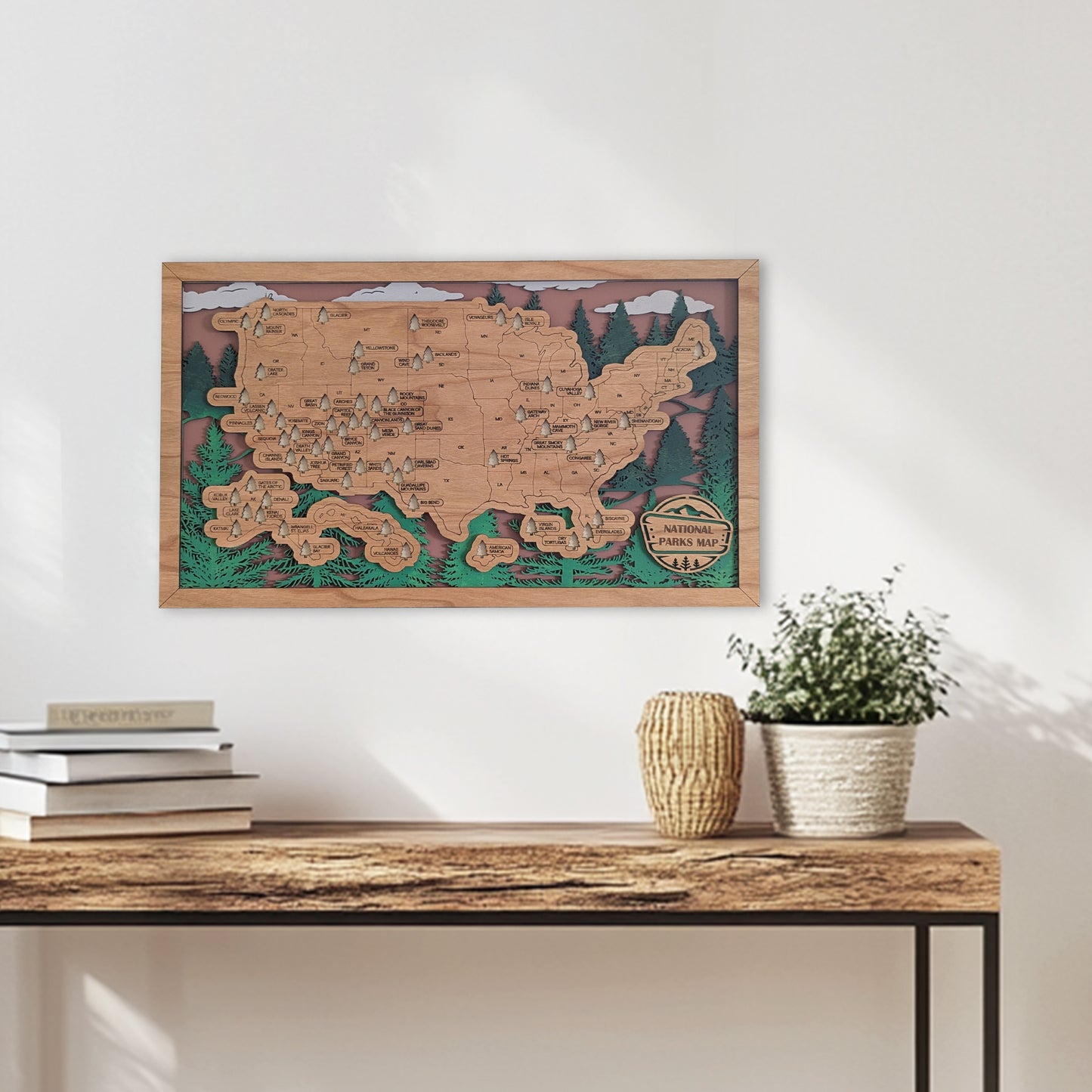 US National Parks Travel Map, National Parks Marker, US Travel Map, family road trip tracker, travel home decor, gift for hiker