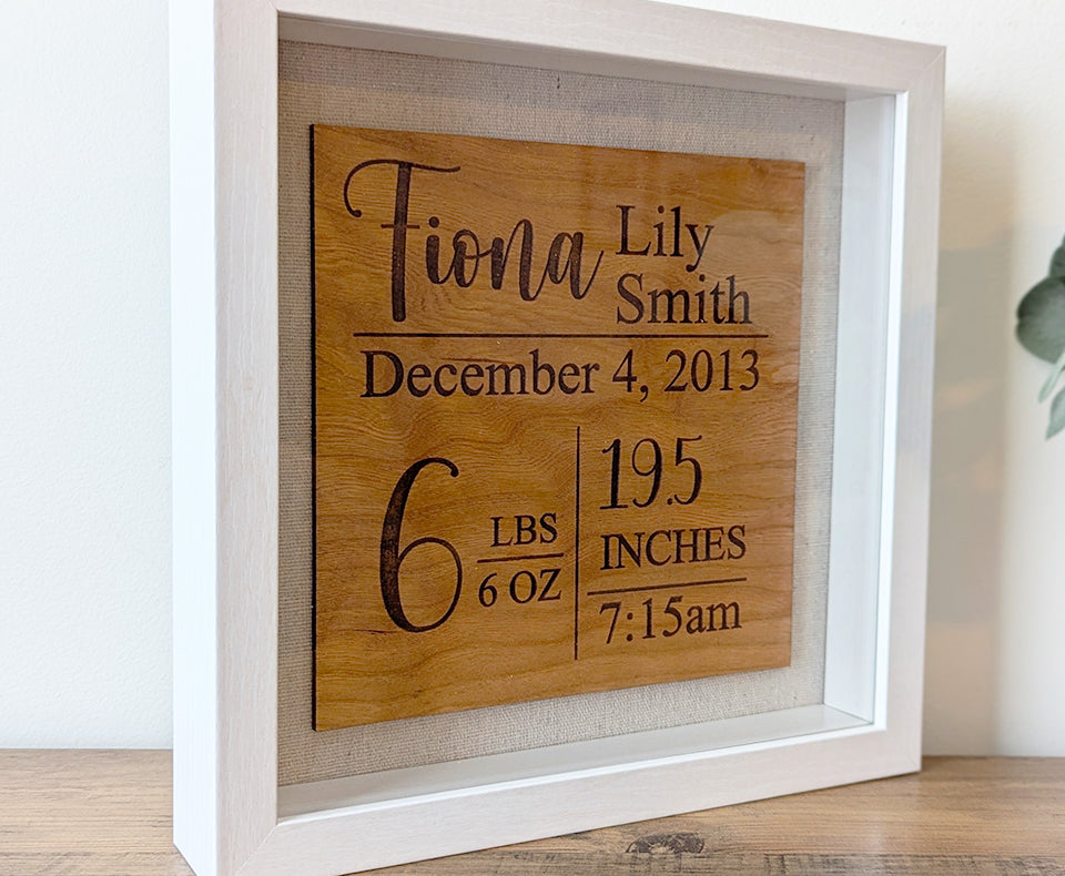 Birth stats shadow box, nursery decor, baby gift, birth stats sign, nursery wall decor, birth stats sign, gift for new mom, new baby gift