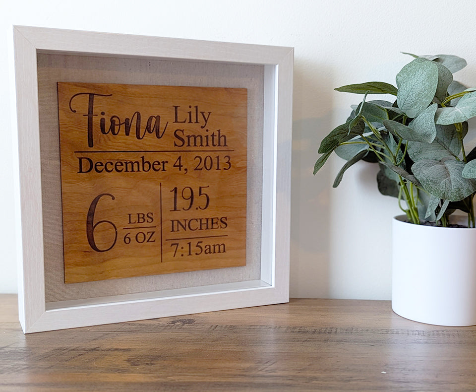 Birth stats shadow box, nursery decor, baby gift, birth stats sign, nursery wall decor, birth stats sign, gift for new mom, new baby gift