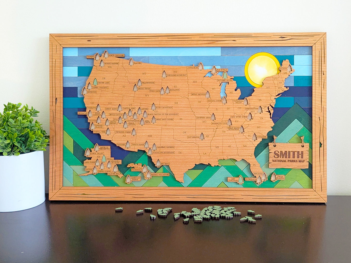 NEW US National Parks Travel Map, National Parks Marker, US Travel Map, family road trip tracker, travel home decor, gift for hiker