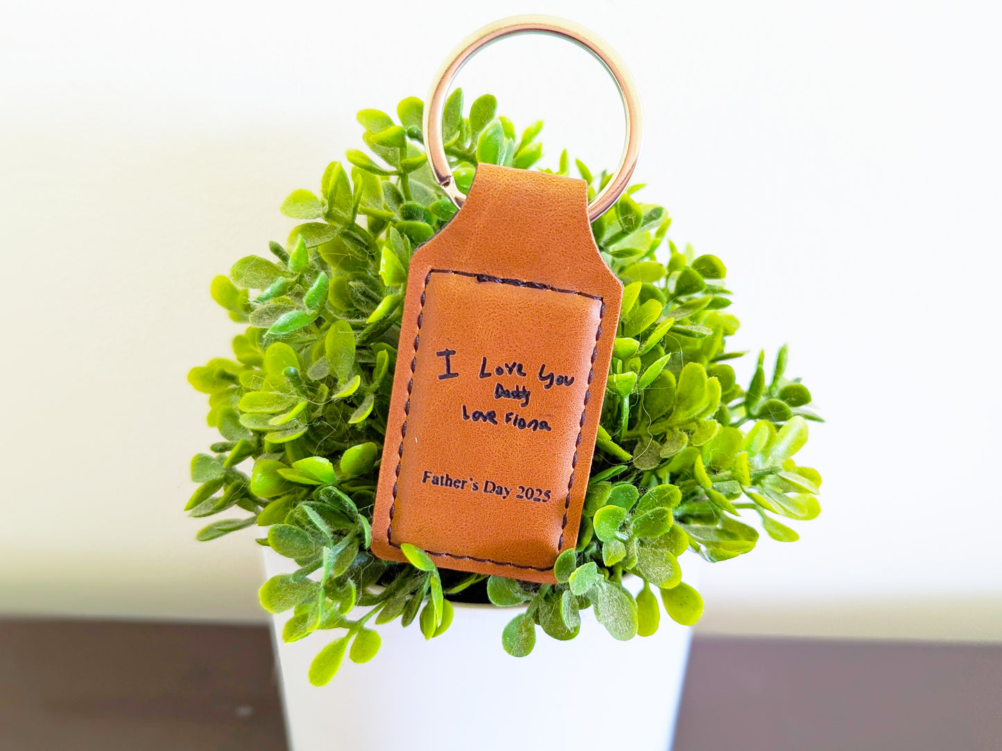 Personalized dad keychain leather, custom leather keychain, kids handwriting gift, kids drawing on things, custom fathers day gift, keychain