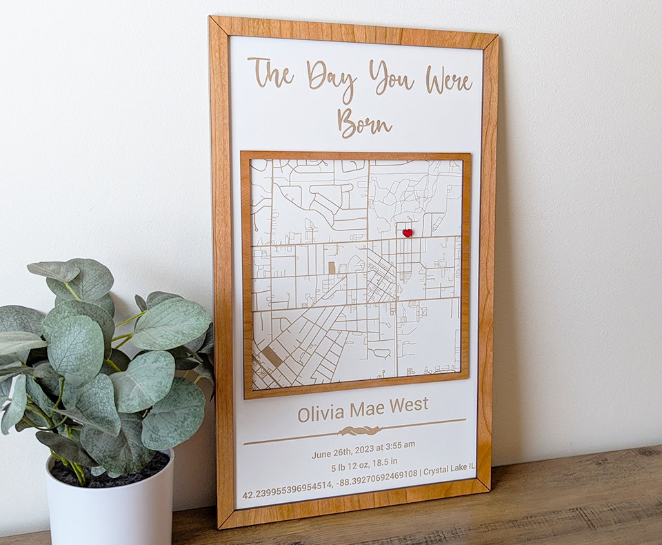 Milestone Map, our home sign, new baby gift, home street wood map, city map, gift for new parents, mothers day gift, gift for mom