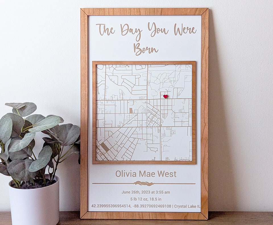 Milestone Map, our home sign, new baby gift, home street wood map, city map, gift for new parents, mothers day gift, gift for mom
