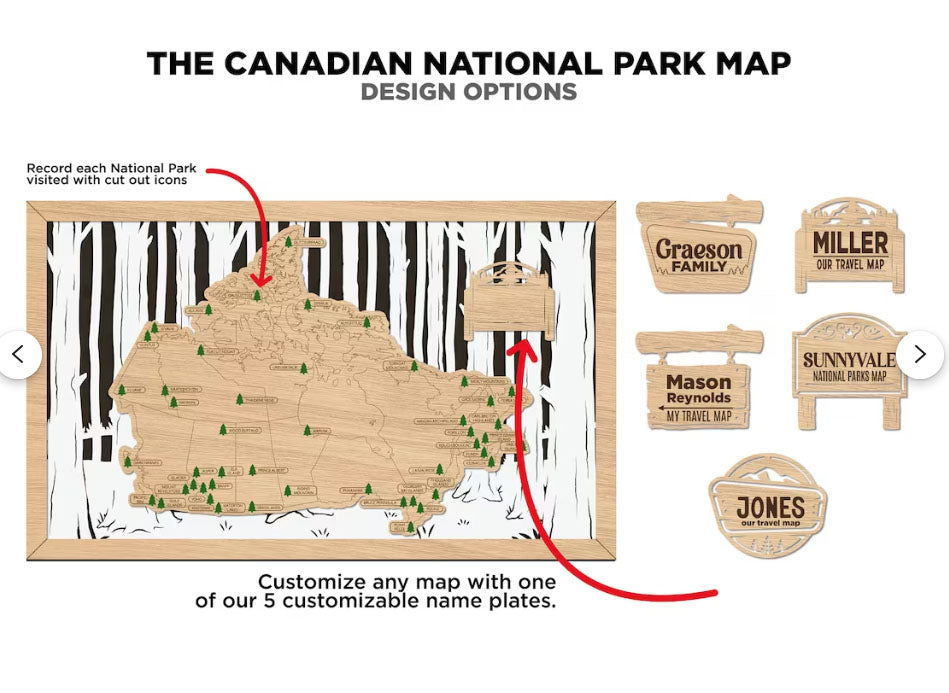 Canadian National Parks Map, Canada National Parks Map, CA Parks travel map, gift for hiker, anniversary gift, gift for outdoorsy man