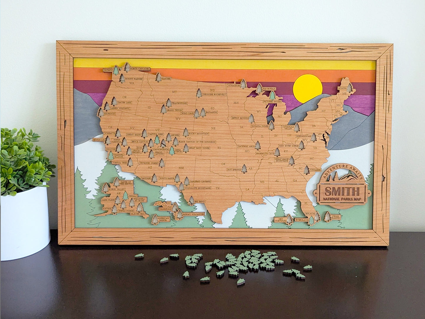 NEW US National Parks Travel Map, National Parks Marker, US Travel Map, family road trip tracker, travel home decor, gift for hiker