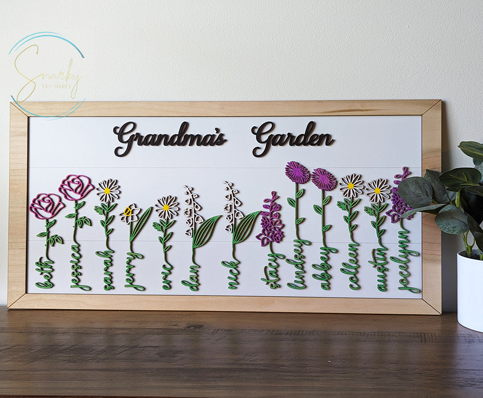 Birth month flower sign, Grandma's garden sign, mom garden sign, grandkid name sign, Mother's Day gift