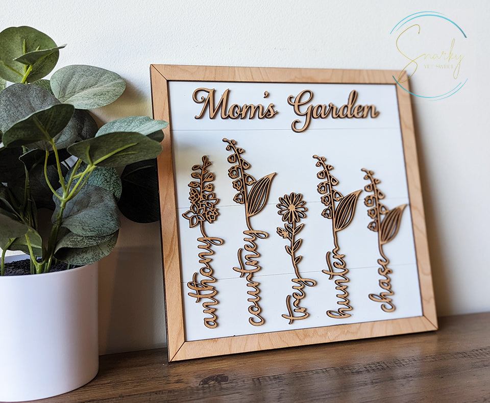 Birth month flower sign, Grandma's garden sign, mom garden sign, grandkid name sign, Mother's Day gift