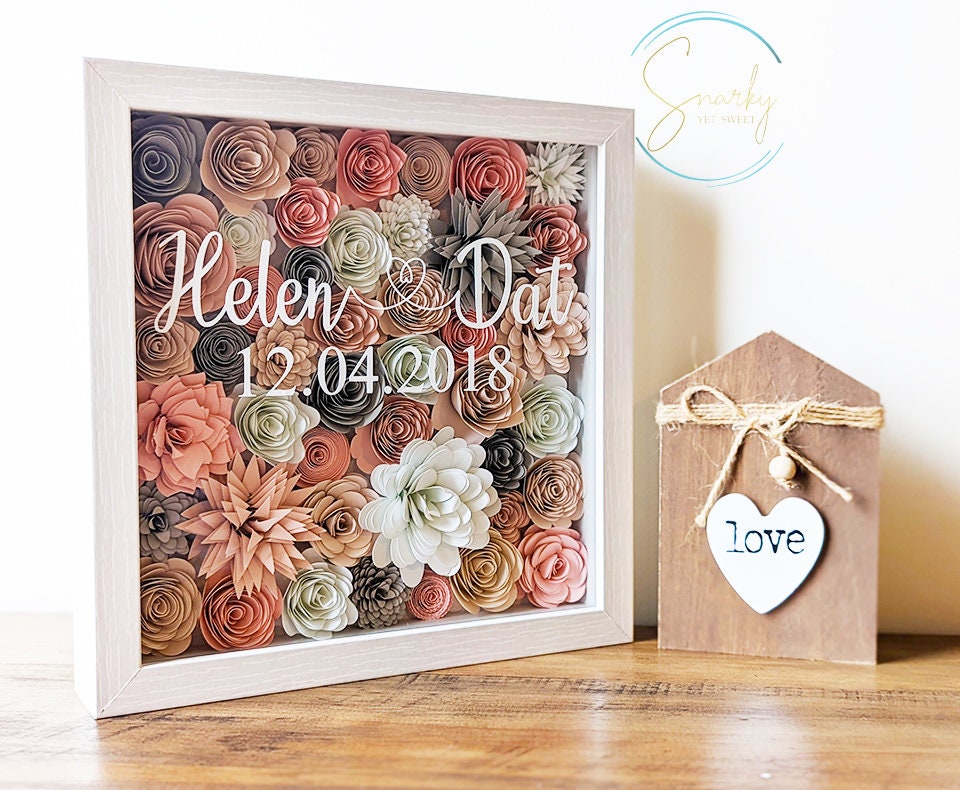 Assorted Pink Paper Flower box | Rose Paper flower Shadowbox shops | Customized Giftbox for Anniversary, Birthdays, Valentine's day, Christmas.