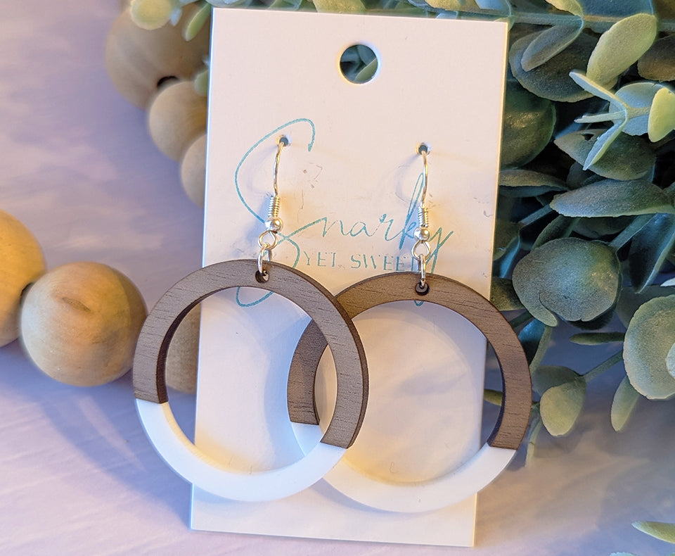 Wood earrings, split earring, walnut wood earrings, Mothers day gift, lightweight earrings, everyday earring, gift for her, hoop earring