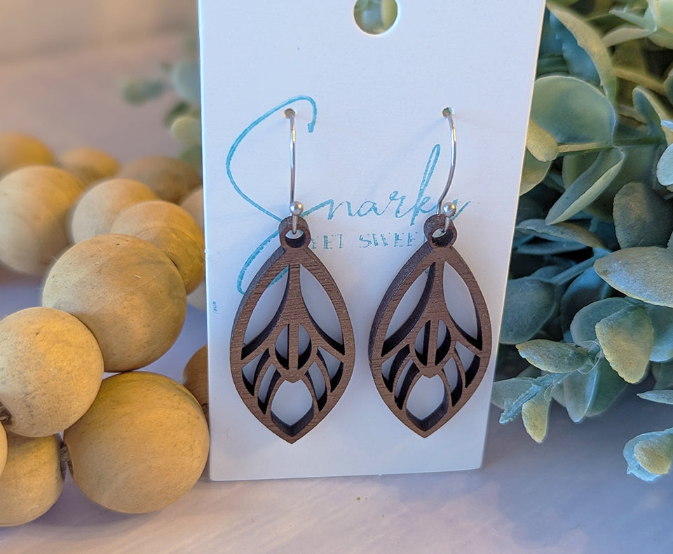 Wood earrings, floral earring, Spring earrings, Mothers day gift, lightweight earrings, everyday earring, gift for her, wood anniversary