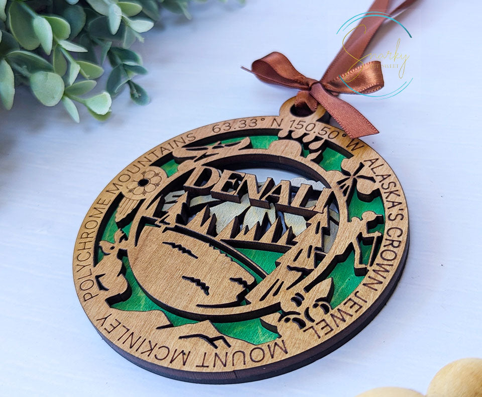 Denali national park ornament, Denali ornament, Denali souvenir, national park gifts, national park ornament, gift for hiker, Christmas gift