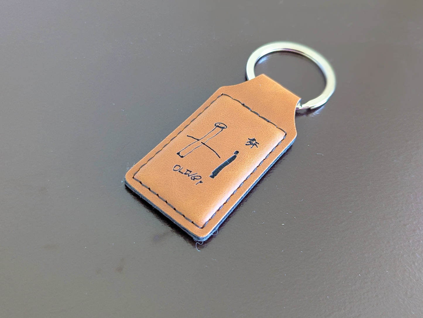 Personalized dad keychain leather, custom leather keychain, kids handwriting gift, kids drawing on things, custom fathers day gift, keychain