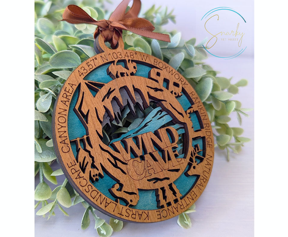 Wind Cave national park ornament, Wind Cave ornament, wind cave souvenir, national park gifts, national park ornament, gift for hiker