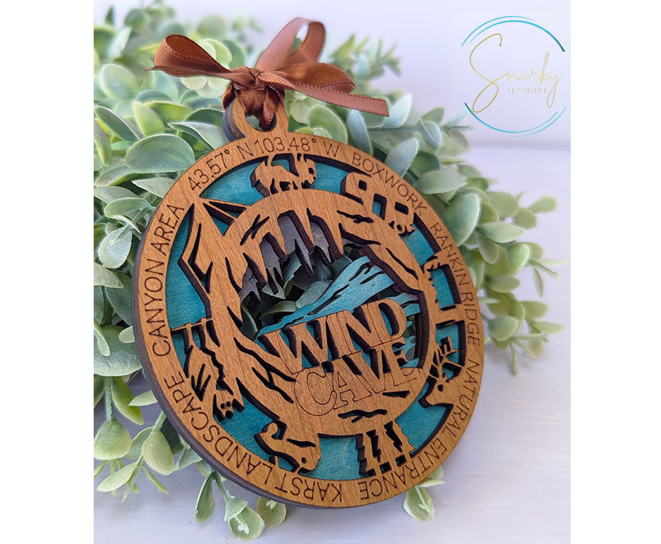 Wind Cave national park ornament, Wind Cave ornament, wind cave souvenir, national park gifts, national park ornament, gift for hiker