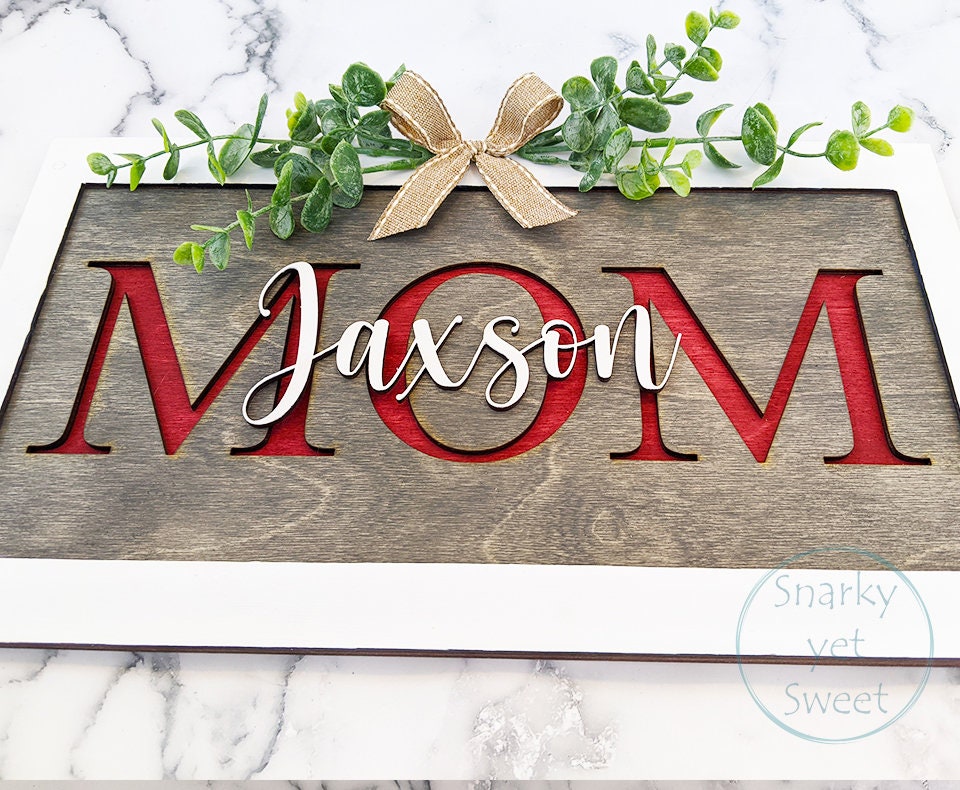 Multi-layered Mom Wood Sign