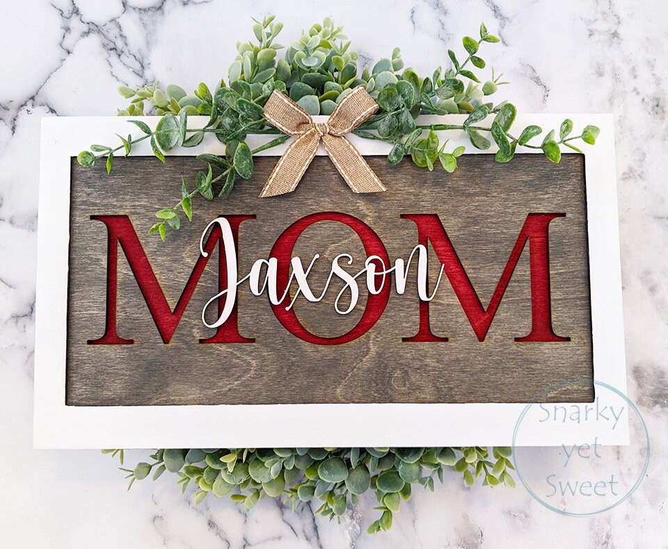 Multi-layered Mom Wood Sign