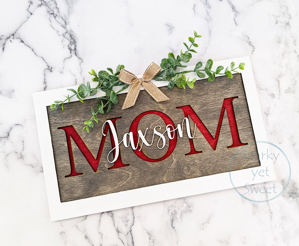 Multi-layered Mom Wood Sign