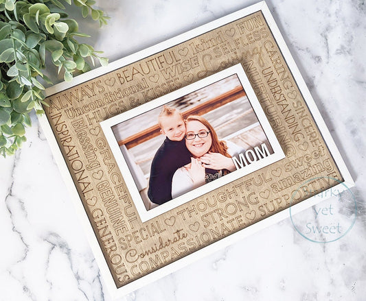 Mother's Day Photo Frame, wood engraved photo frame, personalized gift, gift for mom, gift for grandma