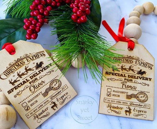 Santa gift tag, personalized gift tags from Santa, naughty or nice sign, Christmas gift tag