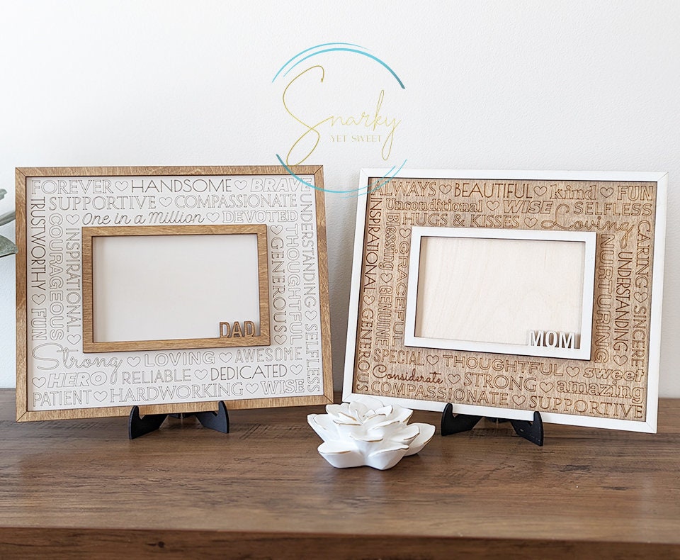 Father's Day Photo Frame, wood engraved photo frame, personalized gift, gift for dad, gift for grandpa